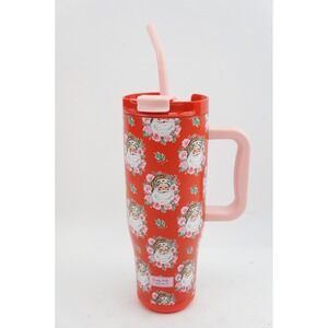 New Simply Belle Santa Travel Tumbler 40 oz. Holly Floral Red Festive Southern